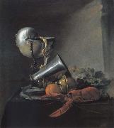 Jan Davidsz. de Heem Style life with Nautiluspokal and lobster painting